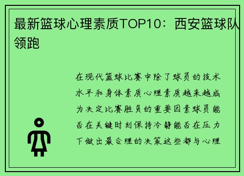 最新篮球心理素质TOP10：西安篮球队领跑