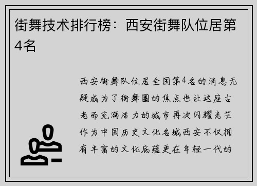 街舞技术排行榜：西安街舞队位居第4名